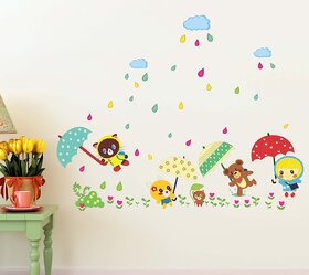 Walltola Pvc Cartoon Design Monsoon In A Kindergarten For Kids