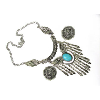                       Two step nice silver fancy necklace set                                              