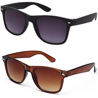 Meia Combo (WyfrBLKBRN) of Black and Brown Wayfarer Sunglasses