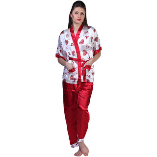                       Plush Satin Silk Pyjama Set                                              