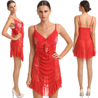                       Dazzling Beauty Red - See Through Baby Doll With Matching G-String                                              