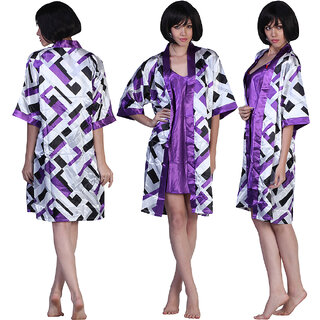                       Spectacular-Mauve Colored Geometrical Designed Kimono                                              