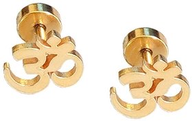 Goldnera OM Stud Earring Treditional Yet Trendy fashionable Mens/Boys/Gents in Gold Color