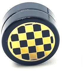 Golden Chess Black MAGNETIC 1 Pc. Earring Trendy MAGNET Both Side For Boys/Mens/Gents  (NO PEARCING)
