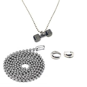 Set of 3 Mens Stainless Steel Ball Chain With Salman Khan Bali 1 Pair & 1 Dumbbell Black Plating Pendant with Chain