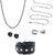 Black & Silver Ball Chain Pair with 1 Salman Khan Bali Earrings and 1 Pair of Magnet Earrings & 1 Black Leather Mens Cuff Bracelet