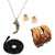 Balck Ball Chain With tan Color Funky Leather Cuff Bracelet & 1 Khanjar Pendant & 1 Pair Golden OM Ear Stud