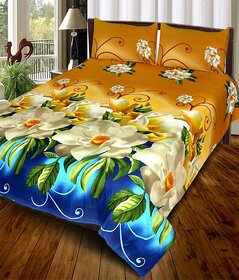 Choco 3D Floral Print Double Bedsheet With 2 Pillow Covers - 85 Inches 95 Inches