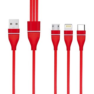 Digimate D30- 3-in-1 Multi-Pin Charging Cable - (RED)