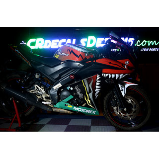 CR Decals YAMAHA R15 V3 Full Body Wrap Custom Decals/Stickers VR46 SHARK EDITION KIT-RED