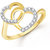 Sukai Jewels Couple Heart Gold Plated Alloy & Brass Cubic Zirconia Finger Ring for Women & Girls [SFR405G]
