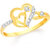 Sukai Jewels Couple Heart Gold Plated Alloy & Brass Cubic Zirconia Finger Ring for Women & Girls [SFR417G]