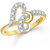 Sukai Jewels Couple Heart Gold Plated Alloy & Brass Cubic Zirconia Finger Ring for Women & Girls [SFR431G]