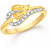 Sukai Jewels Leafy Solitaire Gold Plated Alloy & Brass Cubic Zirconia Finger Ring for Women & Girls [SFR617G]
