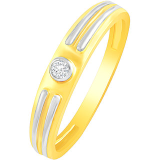 Sukai Jewels Center Single Solitaire Gold Plated Alloy & Brass Cubic Zirconia Finger Ring for Women & Girls [SFR668G]