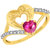 Sukai Jewels Red Ruby Heart Gold Plated Alloy & Brass Cubic Zirconia Finger Ring for Women & Girls [SFR708G]