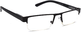 HRINKAR Unisex Black Rectangular Medium Half Rim Reading Glasses