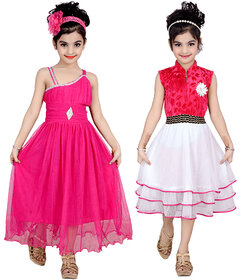 Kbkidswear Girl'S Party Wear Premium Net Sleeveless Stylish Dress