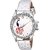 Swadesi Stuff White Color Designer Stylish Leather Strap Diamond Studded Luxury Fashion Watch for Women  Girls (115 wh)
