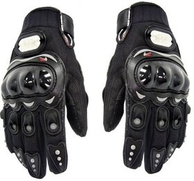 Black Pro Biker Gloves For Bikers