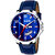 Radius Blue Leather Strap RQ-2020 Day and Date Functioning Round Dial Watch - For Men