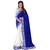 V-KARAN Women's Blue And White Georgette  Printed Party Wear Saree With Blouse