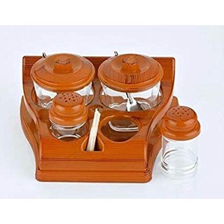 Kartik All in One Multipurpose Salt, Pepper Dispenser Or Shaker  2 Beautiful Pickles Jar with Toothpick Stand