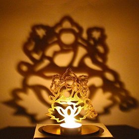 Kartik Laxmi Shadow Tealight Holder, with Tealight Candle,Unique Shadow Laxmi Maa Display on Wall