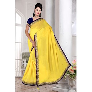 yellow vari marble chiffon saree with blouse piece