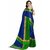 Combo of Blue and Green Plain Cotton Casual Saree With Blouse by Alka Fashion