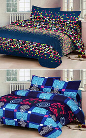 Z Decor Multicolor Polycotton Double Bed Sheet, Set Of 2 With 4 Pillow Cover (dot,b.ch.)