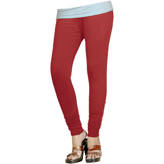 Naisargee Women's and Girl's Cherry Red Silk Chudidar Length Leggings -(XL Size)