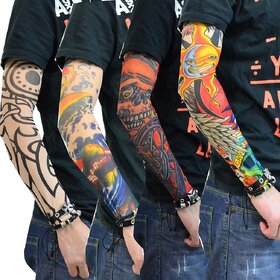 Z Decor (3 Pair) Biker -Tattoo Skin Cover - Biker Arm Sleeves Wearable Arm For Style / Biking Sun Protection Print Assorted