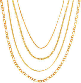 Xoonic Gold Plated Chain Combo , set of 4 Brass Chains 26 Inches Long