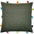 Lushomes Vineyard Green Cushion Cover with Colorful tassels (Single pc, 12 x 12)