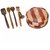 Desi Karigar Beautiful Wooden Antique Handcrafted Chapati Box, With 4 Cooking Spoon, 1 Masher, Pack Of 6