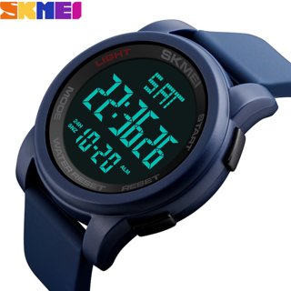                       SKMEI  Blue Men Sports Watches Double Time Countdown Military Watch 50M Waterproof Digital Wristwatches Clock                                              