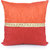 H & W Red/Orange Cushion Cover with Lace Work & Bead Work in Poly Dupion Fabric- Set of 1 (40 X 40 Cm)