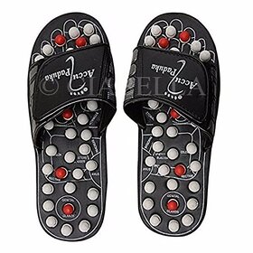 GIABELLA Spring Acupressure and Magnetic Therapy Accu Paduka Slippers for Full Body Blood Circulation Natural Leg Foot M