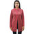 Matelco Women'S Embroidered Dark Pink  Button Coat With Pockets L