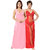 Be You Red-Pink Solid Women Nighty / Nightdress Pack of 2