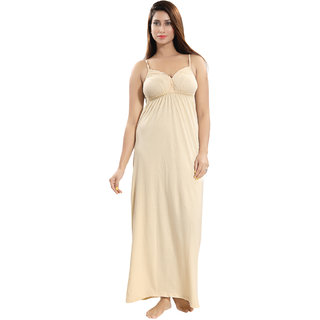 Buy Be You Beige Cotton Women Slip Nighty Night Dress Online 539 from ShopClues