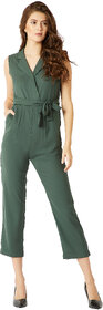 Miss Chase Green Flick Your Hair Collar Jumpsuit