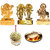 Gold Plated Gold Idols of Hanuman Vishnu Laxmi Cow Krishna with Shubh Vastu Surya and Turtle Plate - Combo