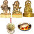 Gold Plated Idol of Cow Krishna Shiv Radha Krishna with Surya and Turtle plate