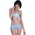 Passionate Ruffle Straps Push Up Under Wired Cups Blue Bra Set