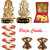Combo of Gold Plated Ganesh Laxmi with Dhanvarsha Yantra + 2 Copper High Diyas and 4 Copper Round Diyas