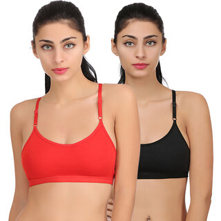 Arousy Girl's Seamed Styled Back Wirefree Bra Non Padded Full Coverage Bra For Women Cotton & Polyester Sports Bra Pack of 2