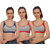 Arousy Girl's Seamless Racerback Wirefree Bra Non Padded Full Coverage Bra For Women Milanche Fabric Sports Bra Pack of 3