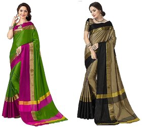 Indian Beauty Art Cotton Silk Partywear With Blouse Combo Of 02 Saree
